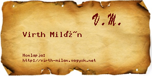 Virth Milán névjegykártya
